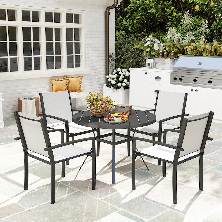 Image 964621_ALTMORE1.jpg, Product 964-621 / Price $365.99, Outsunny 5 Piece Outdoor Dining Set with Round Table and 4 Stackable Chairs from Outsunny on TSC.ca's Home & Garden department