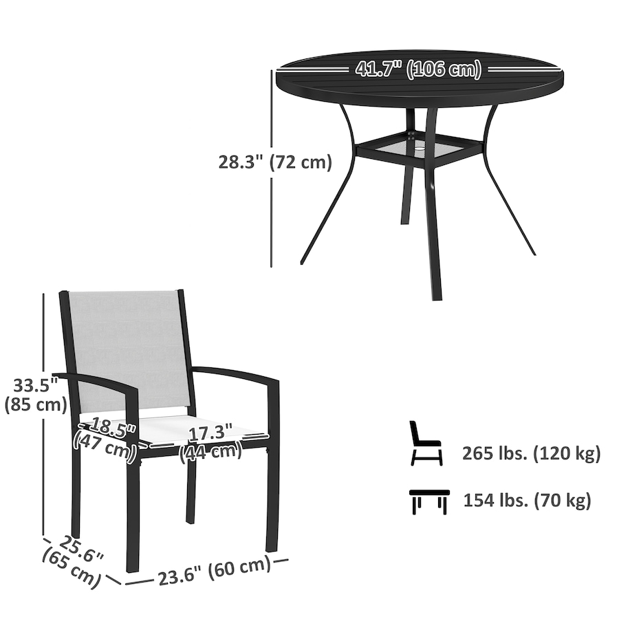 Image 964621_ALTMORE2.jpg, Product 964-621 / Price $365.99, Outsunny 5 Piece Outdoor Dining Set with Round Table and 4 Stackable Chairs from Outsunny on TSC.ca's Home & Garden department