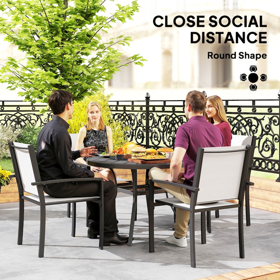 Image 964621_ALTMORE5.jpg, Product 964-621 / Price $365.99, Outsunny 5 Piece Outdoor Dining Set with Round Table and 4 Stackable Chairs from Outsunny on TSC.ca's Home & Garden department