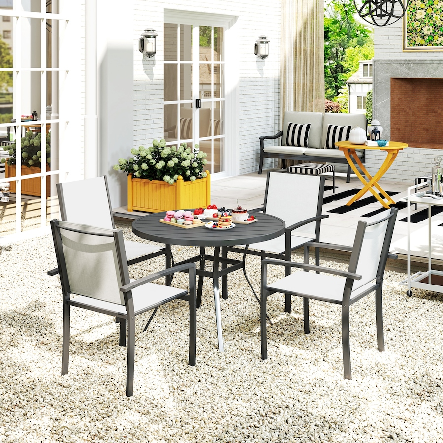Image 964621_ALTMORE8.jpg, Product 964-621 / Price $365.99, Outsunny 5 Piece Outdoor Dining Set with Round Table and 4 Stackable Chairs from Outsunny on TSC.ca's Home & Garden department