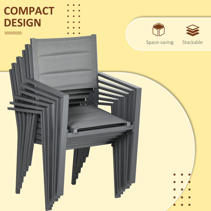 Image 964624_ALTMORE4.jpg, Product 964-624 / Price $879.99, Outsunny Patio Dining Set, Expandable Table, 6 Stackable Chairs, Dark Grey from Outsunny on TSC.ca's Home & Garden department