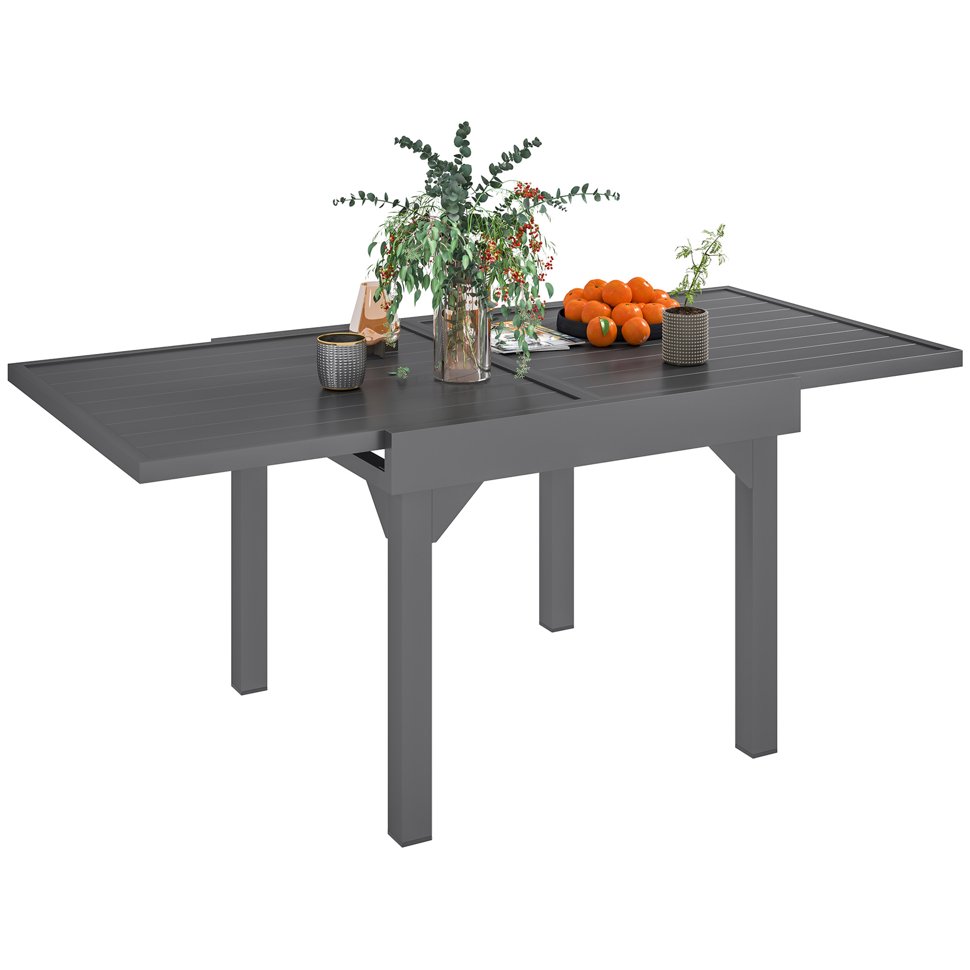 Outsunny Extendable Aluminium Outdoor Dining Table for 4-6 Person