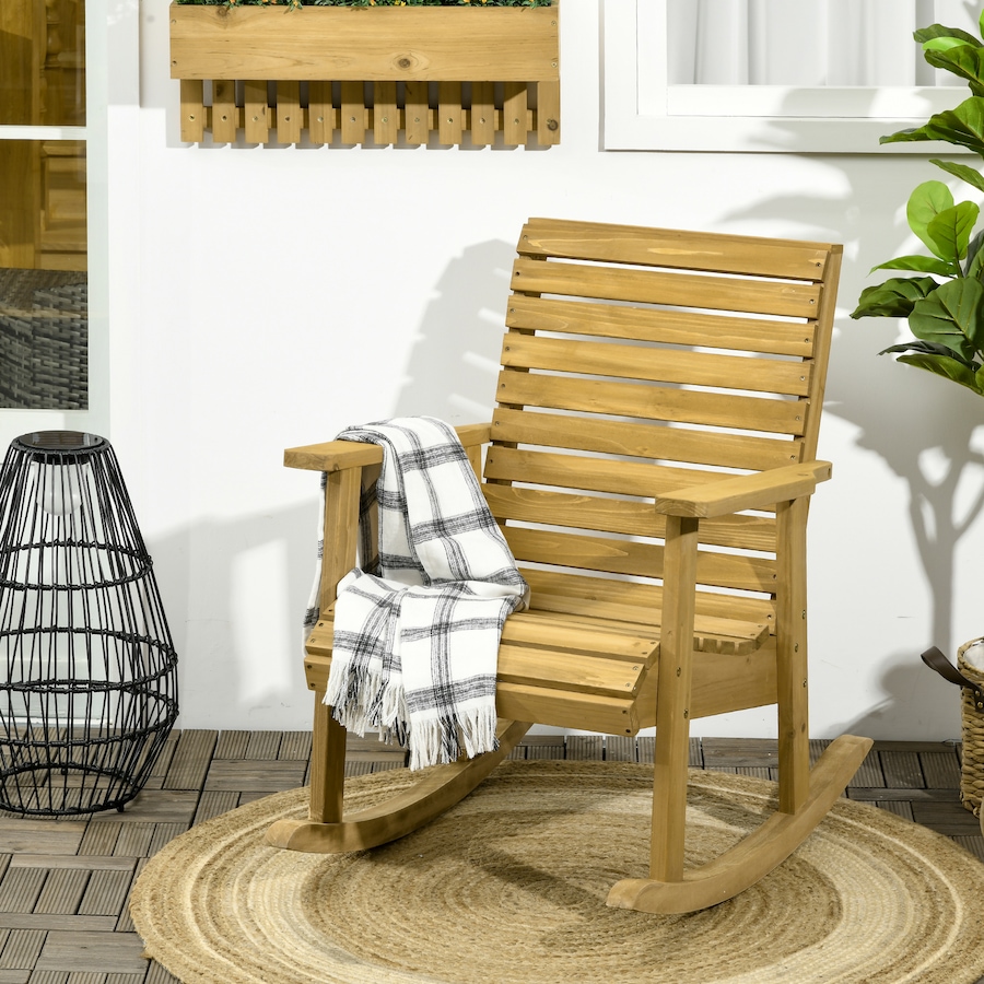 Image 964648_ALTMORE1.jpg, Product 964-648 / Price $129.99, Outsunny Outdoor Rocking Chair Wooden Rocking Chair, Light Brown from Outsunny on TSC.ca's Home & Garden department