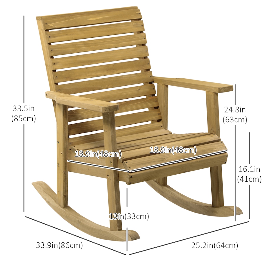 Image 964648_ALTMORE2.jpg, Product 964-648 / Price $129.99, Outsunny Outdoor Rocking Chair Wooden Rocking Chair, Light Brown from Outsunny on TSC.ca's Home & Garden department