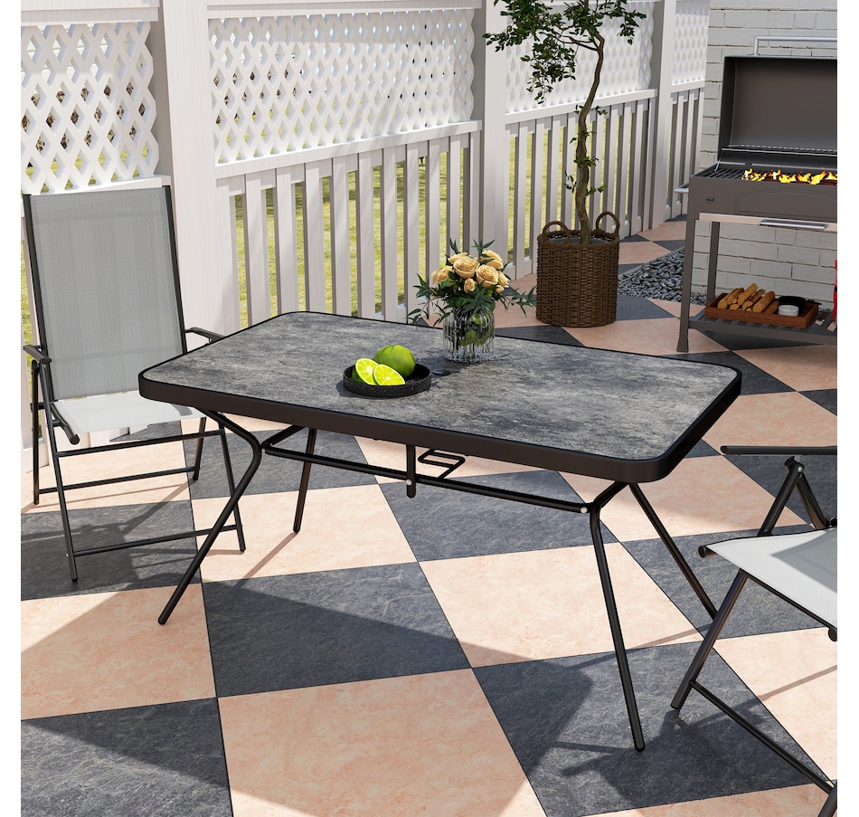 Image 964649_ALTMORE1.jpg, Product 964-649 / Price $204.99, Outsunny Rectangle Outdoor Dining Table for 6, 55" x 31.5" x 28", Grey from Outsunny on TSC.ca's Home & Garden department