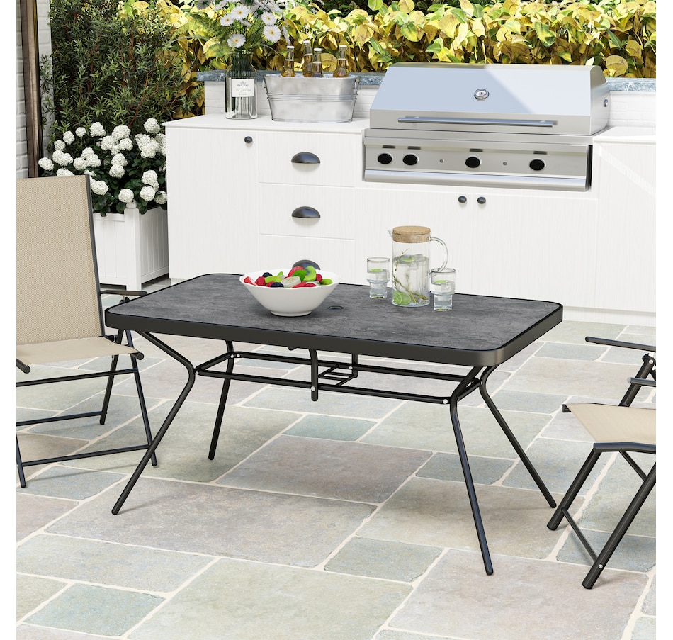 Image 964649_ALTMORE8.jpg, Product 964-649 / Price $204.99, Outsunny Rectangle Outdoor Dining Table for 6, 55" x 31.5" x 28", Grey from Outsunny on TSC.ca's Home & Garden department