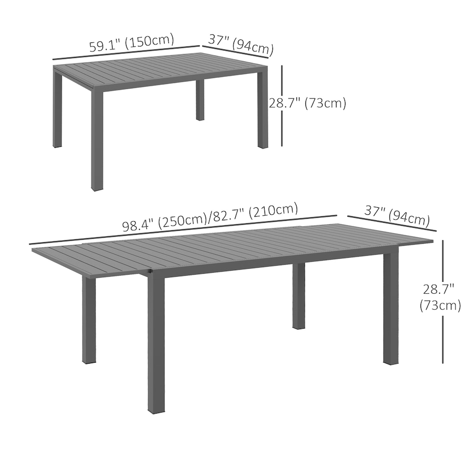 Image 964653_ALTMORE2.jpg, Product 964-653 / Price $459.99, Outsunny Expandable Patio Table for 6-8 People, Aluminum, Charcoal Grey from Outsunny on TSC.ca's Home & Garden department
