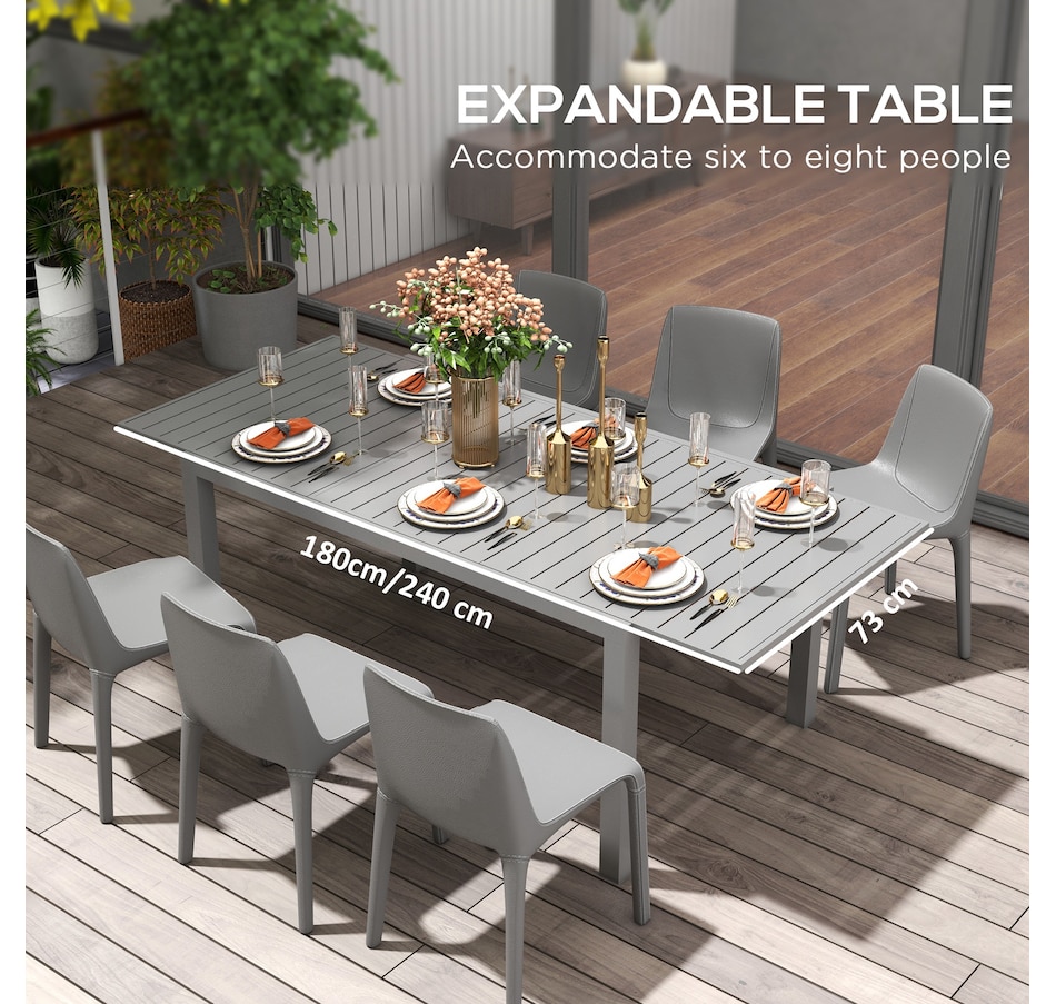 Image 964653_ALTMORE3.jpg, Product 964-653 / Price $459.99, Outsunny Expandable Patio Table for 6-8 People, Aluminum, Charcoal Grey from Outsunny on TSC.ca's Home & Garden department