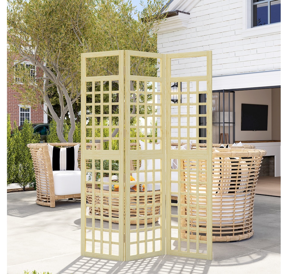 Image 964661_ALTMORE1.jpg, Product 964-661 / Price $89.99, Outsunny 3 Panel Outdoor Wood Privacy Screen, Room Divider, Natural Wood from Outsunny on TSC.ca's Home & Garden department
