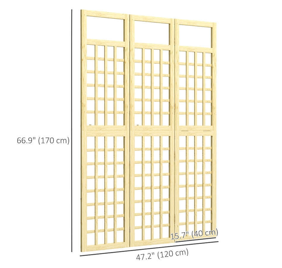 Image 964661_ALTMORE2.jpg, Product 964-661 / Price $89.99, Outsunny 3 Panel Outdoor Wood Privacy Screen, Room Divider, Natural Wood from Outsunny on TSC.ca's Home & Garden department