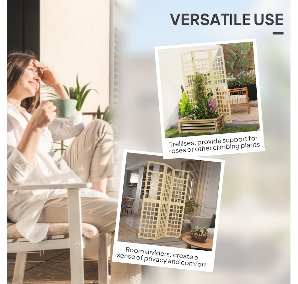 Image 964661_ALTMORE3.jpg, Product 964-661 / Price $89.99, Outsunny 3 Panel Outdoor Wood Privacy Screen, Room Divider, Natural Wood from Outsunny on TSC.ca's Home & Garden department