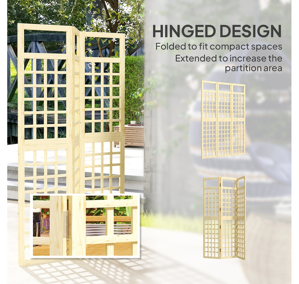 Image 964661_ALTMORE4.jpg, Product 964-661 / Price $89.99, Outsunny 3 Panel Outdoor Wood Privacy Screen, Room Divider, Natural Wood from Outsunny on TSC.ca's Home & Garden department