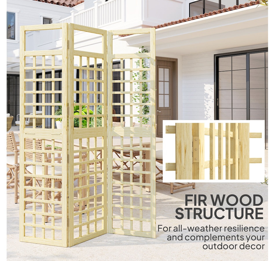 Image 964661_ALTMORE5.jpg, Product 964-661 / Price $89.99, Outsunny 3 Panel Outdoor Wood Privacy Screen, Room Divider, Natural Wood from Outsunny on TSC.ca's Home & Garden department