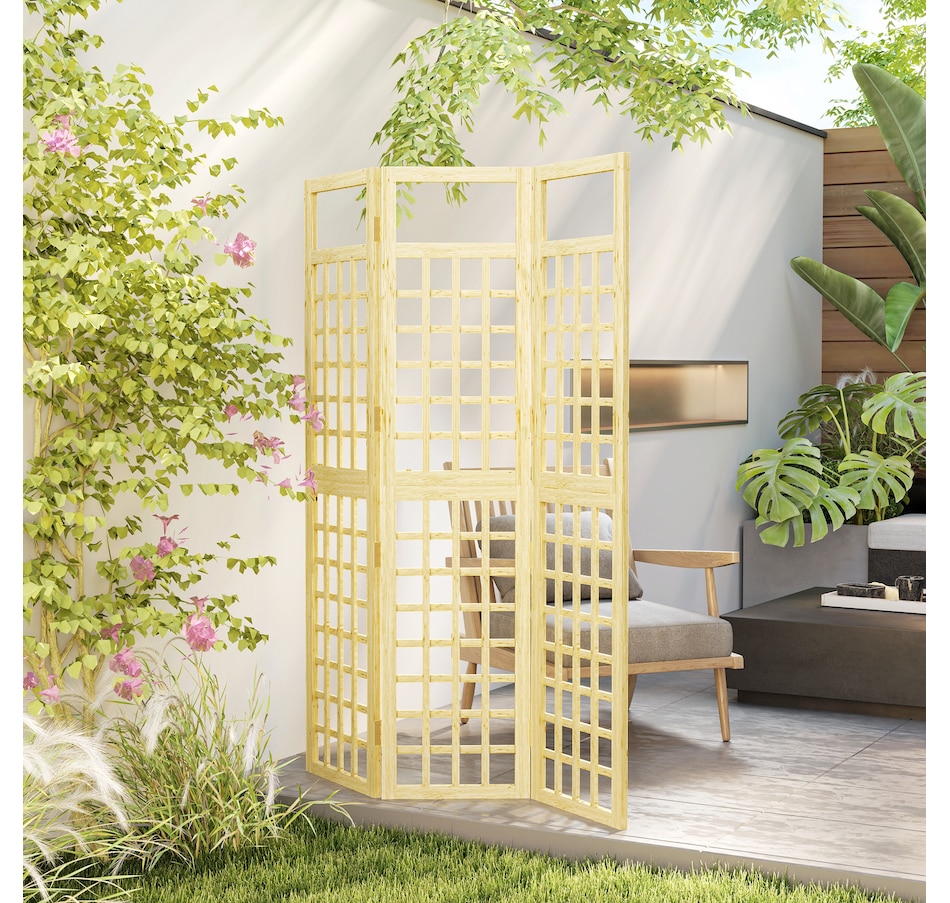 Image 964661_ALTMORE7.jpg, Product 964-661 / Price $89.99, Outsunny 3 Panel Outdoor Wood Privacy Screen, Room Divider, Natural Wood from Outsunny on TSC.ca's Home & Garden department