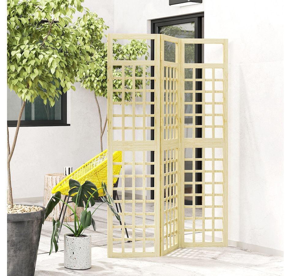 Image 964661_ALTMORE8.jpg, Product 964-661 / Price $89.99, Outsunny 3 Panel Outdoor Wood Privacy Screen, Room Divider, Natural Wood from Outsunny on TSC.ca's Home & Garden department