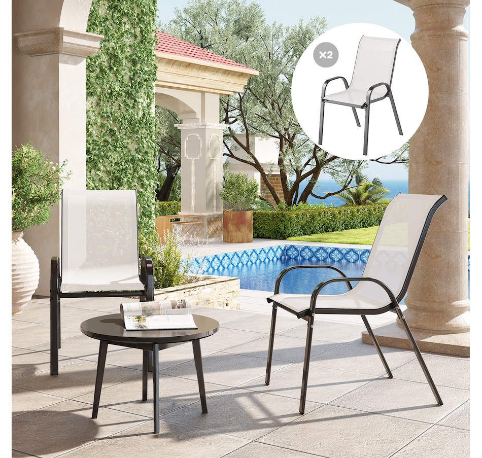 Image 964666_ALTMORE1.jpg, Product 964-666 / Price $89.99, Outsunny Set of 2 Outdoor Patio Dining Chairs Stackable Lawn Chairs, Grey from Outsunny on TSC.ca's Home & Garden department