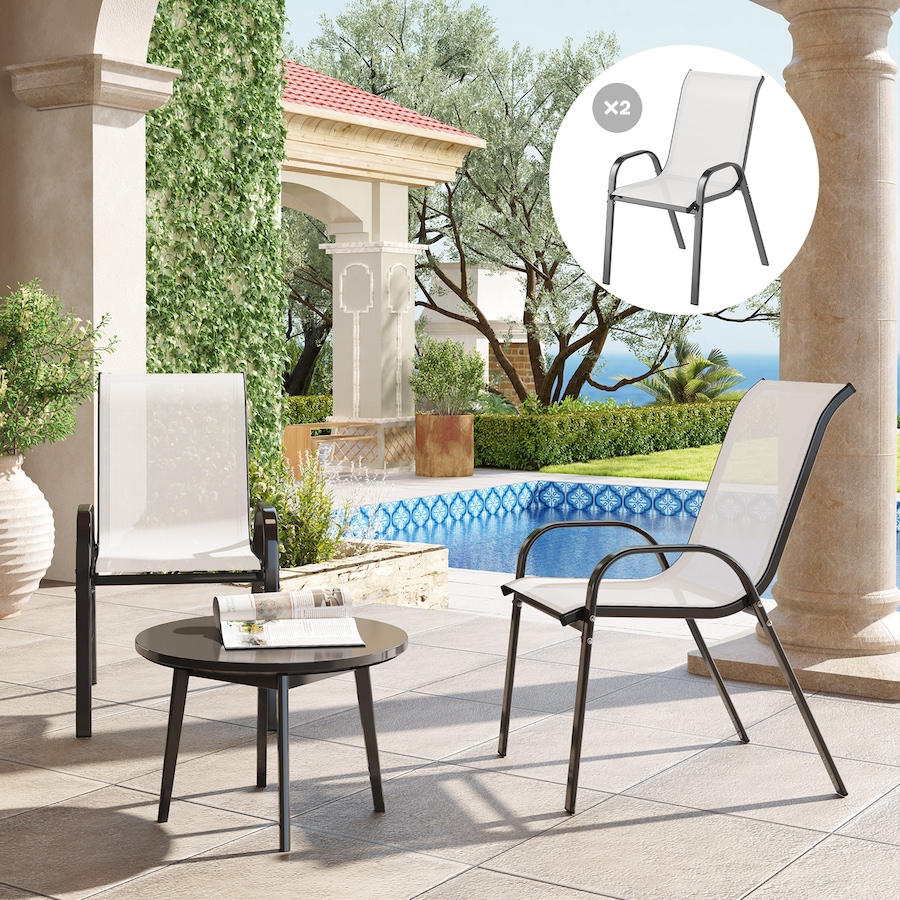 Image 964666_ALTMORE1.jpg, Product 964-666 / Price $89.99, Outsunny Set of 2 Outdoor Patio Dining Chairs Stackable Lawn Chairs, Grey from Outsunny on TSC.ca's Home & Garden department