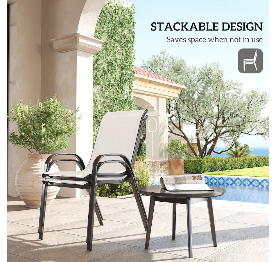 Image 964666_ALTMORE3.jpg, Product 964-666 / Price $89.99, Outsunny Set of 2 Outdoor Patio Dining Chairs Stackable Lawn Chairs, Grey from Outsunny on TSC.ca's Home & Garden department