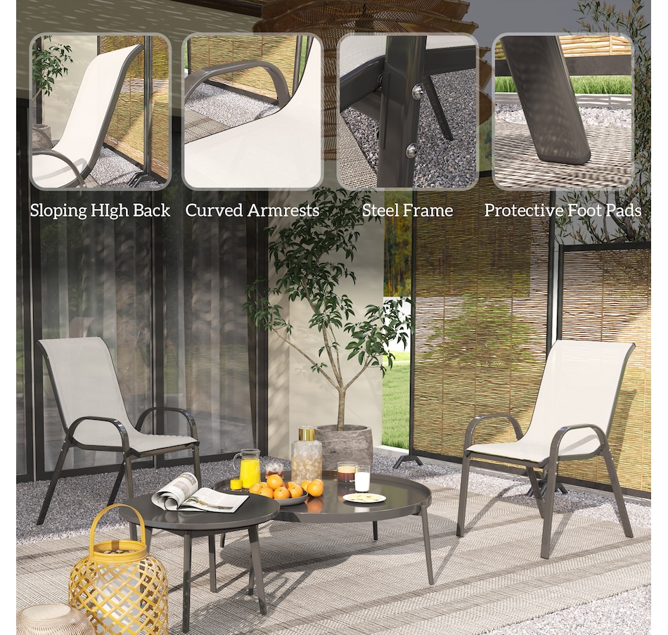 Image 964666_ALTMORE5.jpg, Product 964-666 / Price $89.99, Outsunny Set of 2 Outdoor Patio Dining Chairs Stackable Lawn Chairs, Grey from Outsunny on TSC.ca's Home & Garden department