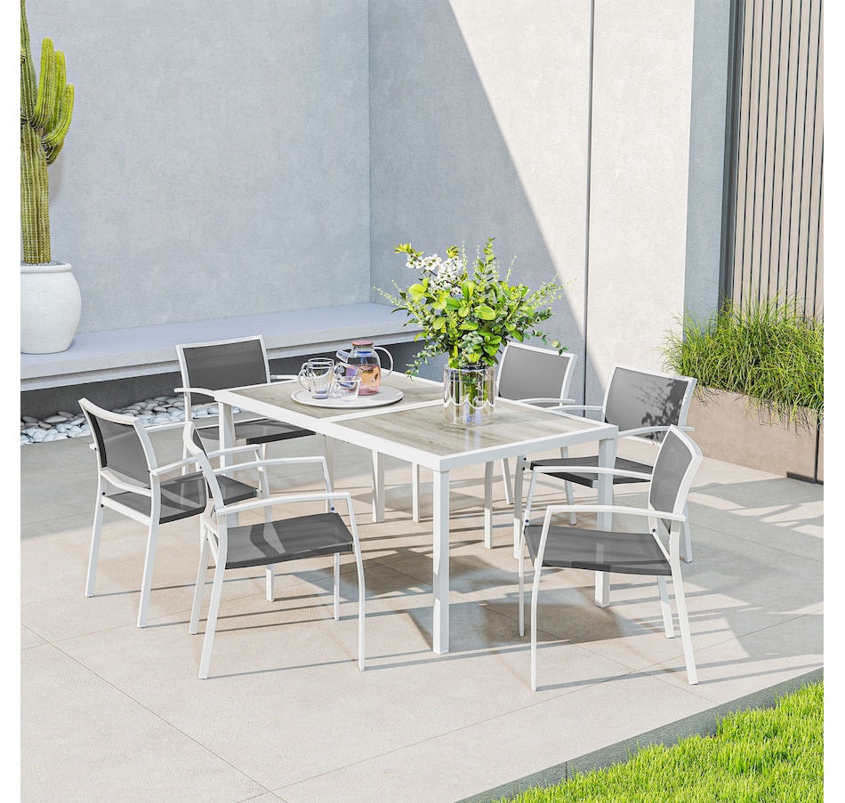 Image 964677.jpg, Product 964-677 / Price $519.99, Outsunny 7 Pieces Patio Dining Set for 6 with Stackable Chairs for Garden from Outsunny on TSC.ca's Home & Garden department