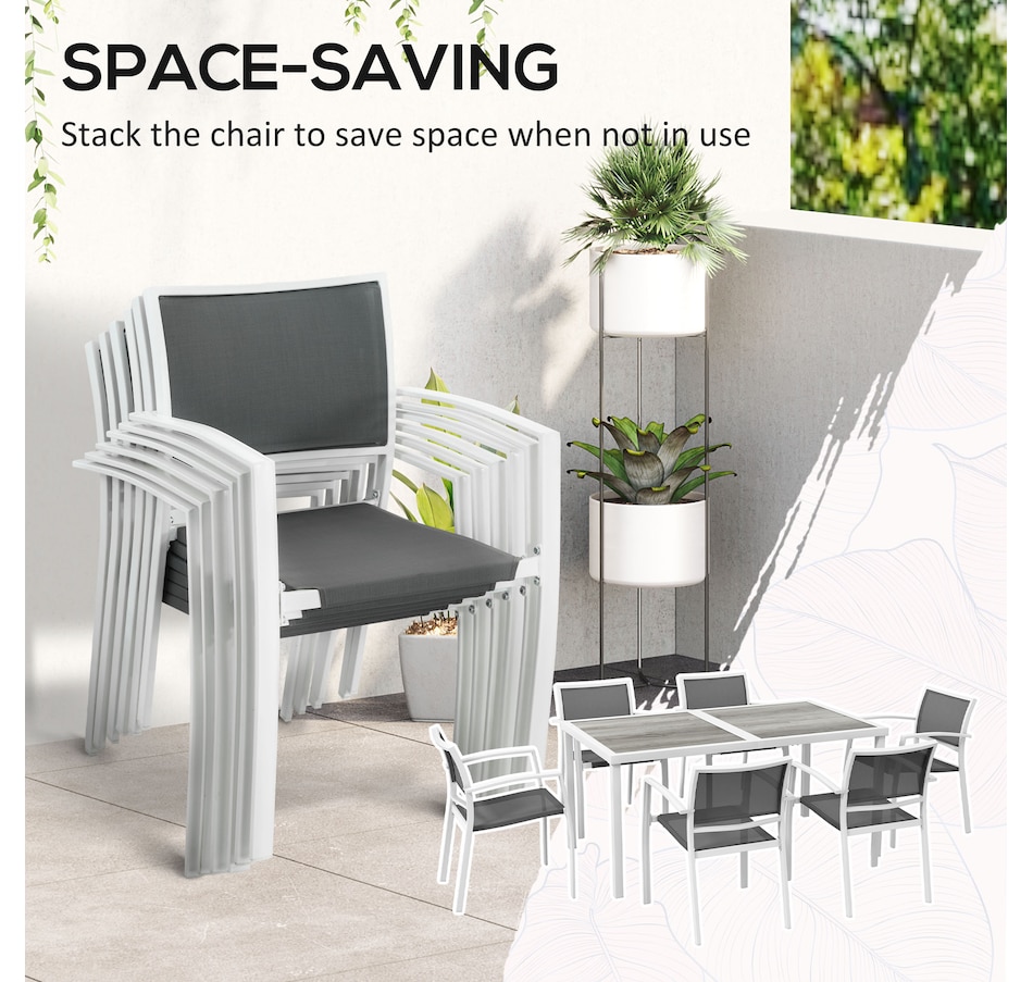 Image 964677_ALTMORE3.jpg, Product 964-677 / Price $519.99, Outsunny 7 Pieces Patio Dining Set for 6 with Stackable Chairs for Garden from Outsunny on TSC.ca's Home & Garden department