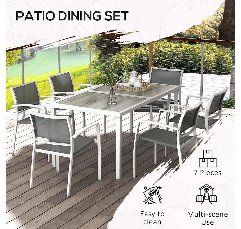 Image 964677_ALTMORE5.jpg, Product 964-677 / Price $519.99, Outsunny 7 Pieces Patio Dining Set for 6 with Stackable Chairs for Garden from Outsunny on TSC.ca's Home & Garden department