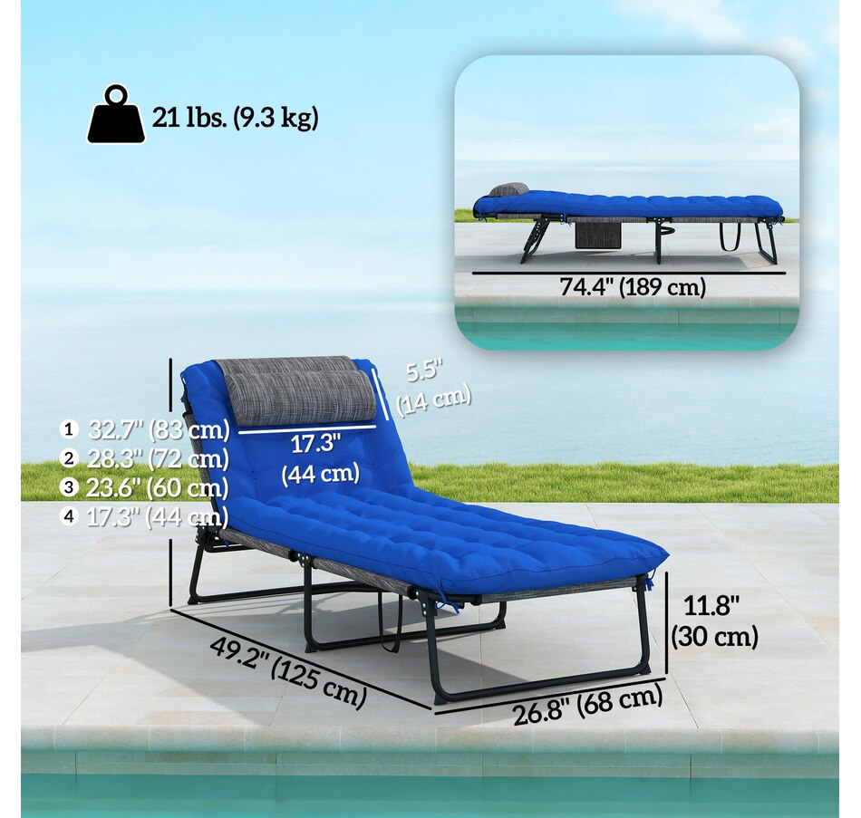 Image 964682_ALTMORE18.jpg, Product 964-682 / Price $109.99 - $113.99, Outsunny Folding Lounge Chair w/ Cushion, Reclining Tanning Chair, Grey from Outsunny on TSC.ca's Home & Garden department