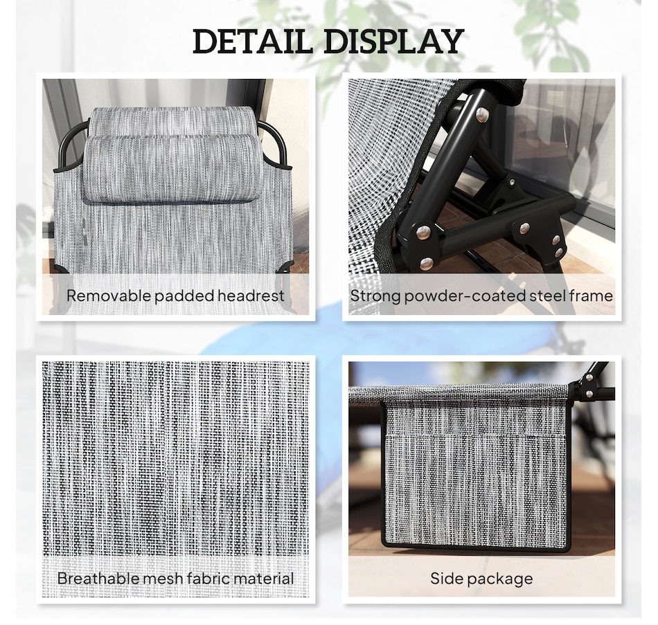 Image 964682_ALTMORE20.jpg, Product 964-682 / Price $109.99 - $113.99, Outsunny Folding Lounge Chair w/ Cushion, Reclining Tanning Chair, Grey from Outsunny on TSC.ca's Home & Garden department