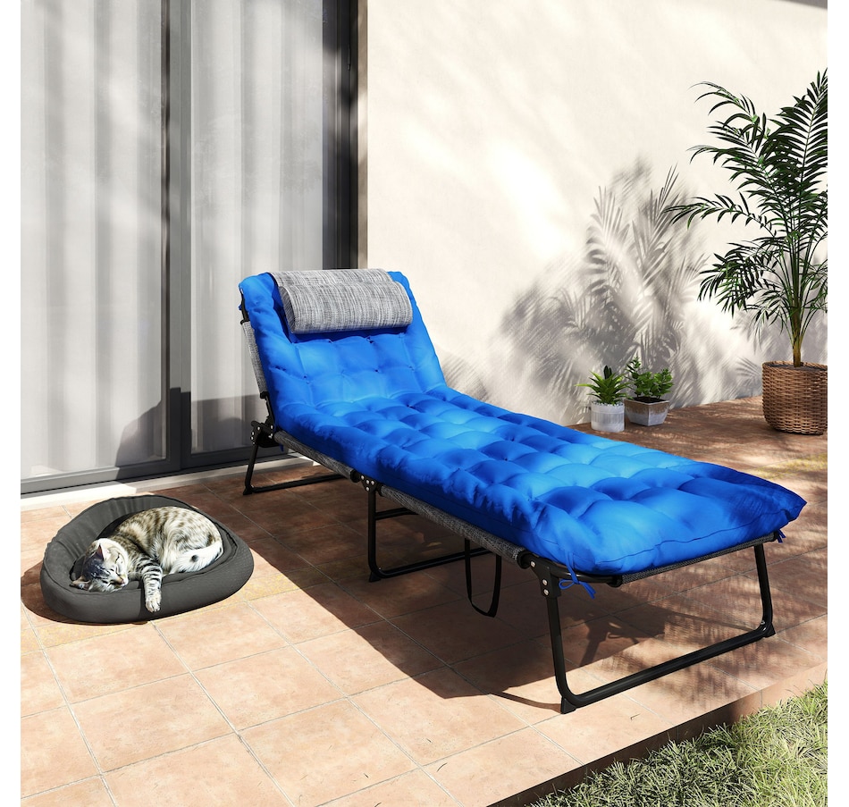 Image 964682_ALTMORE22.jpg, Product 964-682 / Price $109.99 - $113.99, Outsunny Folding Lounge Chair w/ Cushion, Reclining Tanning Chair, Grey from Outsunny on TSC.ca's Home & Garden department