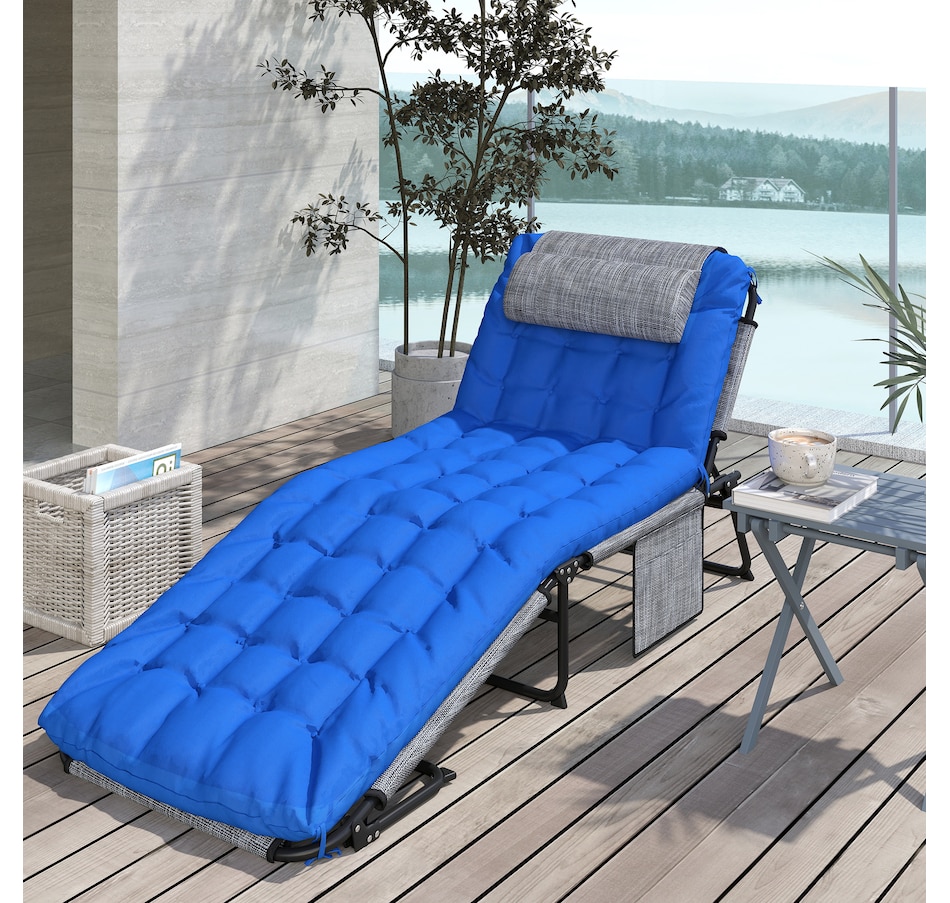 Image 964682_ALTMORE23.jpg, Product 964-682 / Price $109.99 - $113.99, Outsunny Folding Lounge Chair w/ Cushion, Reclining Tanning Chair, Grey from Outsunny on TSC.ca's Home & Garden department