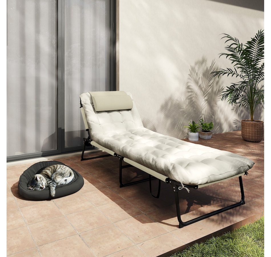 Image 964682_ALTMORE30.jpg, Product 964-682 / Price $109.99 - $113.99, Outsunny Folding Lounge Chair w/ Cushion, Reclining Tanning Chair, Grey from Outsunny on TSC.ca's Home & Garden department