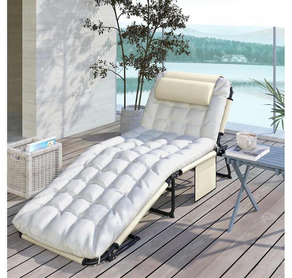 Image 964682_ALTMORE31.jpg, Product 964-682 / Price $109.99 - $113.99, Outsunny Folding Lounge Chair w/ Cushion, Reclining Tanning Chair, Grey from Outsunny on TSC.ca's Home & Garden department