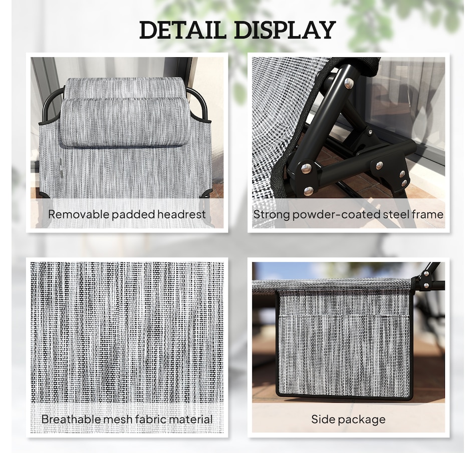 Image 964682_ALTMORE5.jpg, Product 964-682 / Price $109.99 - $113.99, Outsunny Folding Lounge Chair w/ Cushion, Reclining Tanning Chair, Grey from Outsunny on TSC.ca's Home & Garden department