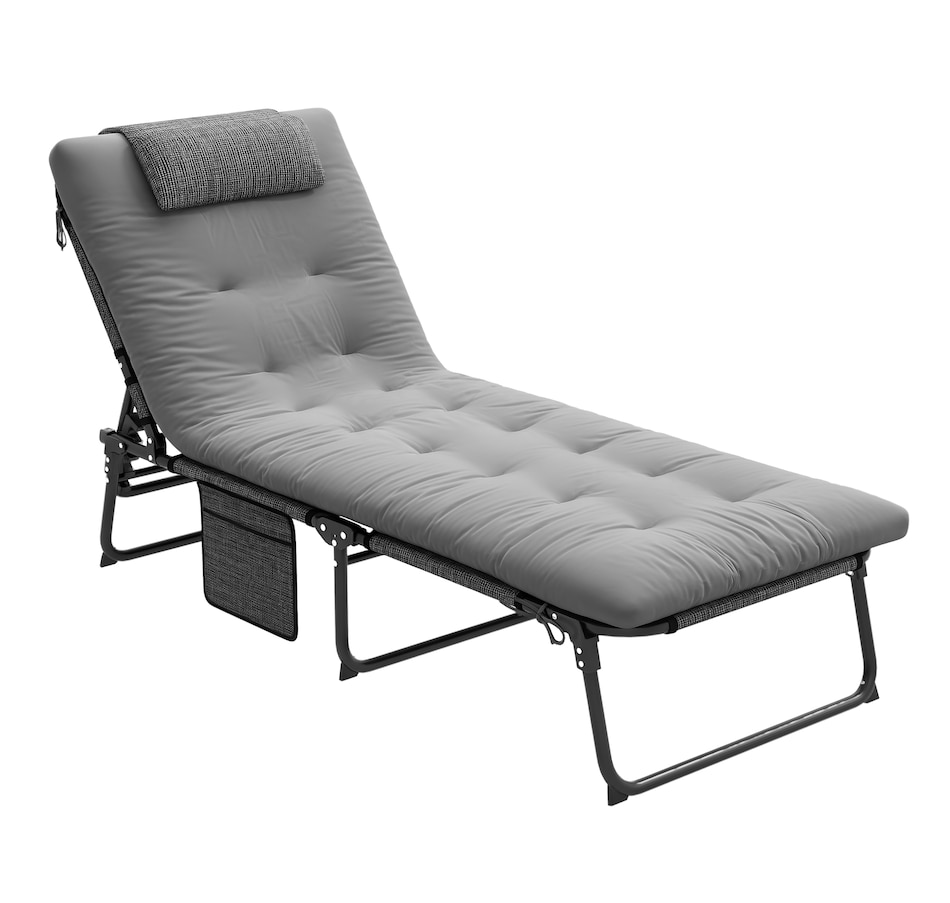 Image 964682_ST01.png, Product 964-682 / Price $109.99 - $113.99, Outsunny Folding Lounge Chair w/ Cushion, Reclining Tanning Chair, Grey from Outsunny on TSC.ca's Home & Garden department