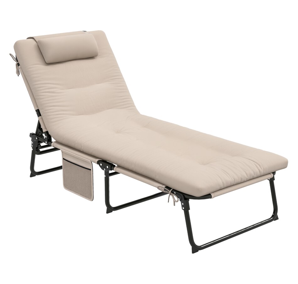 Image 964682_ST04.jpg, Product 964-682 / Price $109.99 - $113.99, Outsunny Folding Lounge Chair w/ Cushion, Reclining Tanning Chair, Grey from Outsunny on TSC.ca's Home & Garden department