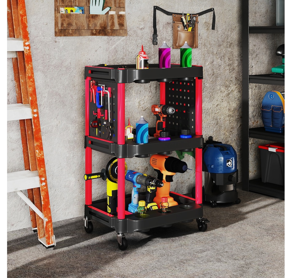 Image 964696_ALTMORE1.jpg, Product 964-696 / Price $84.99, HOMCOM 3-Tier Rolling Tool Cart with Wheels, Plastic Utility Cart, Black from HOMCOM on TSC.ca's Home & Garden department
