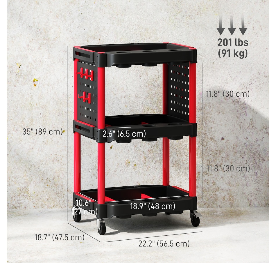 Image 964696_ALTMORE2.jpg, Product 964-696 / Price $84.99, HOMCOM 3-Tier Rolling Tool Cart with Wheels, Plastic Utility Cart, Black from HOMCOM on TSC.ca's Home & Garden department