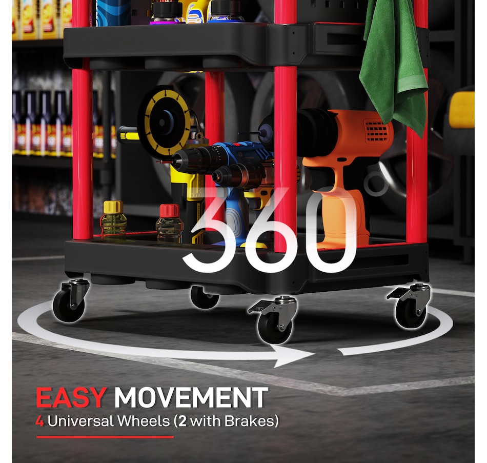 Image 964696_ALTMORE4.jpg, Product 964-696 / Price $84.99, HOMCOM 3-Tier Rolling Tool Cart with Wheels, Plastic Utility Cart, Black from HOMCOM on TSC.ca's Home & Garden department