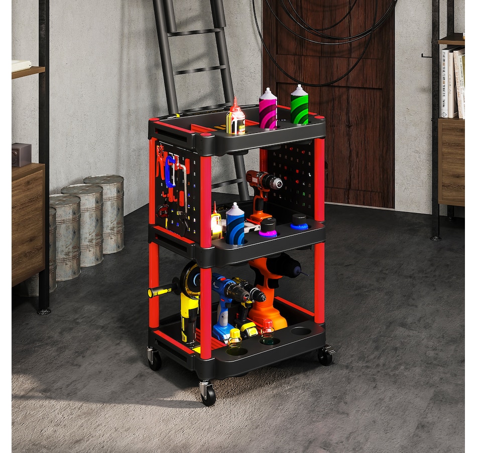 Image 964696_ALTMORE7.jpg, Product 964-696 / Price $84.99, HOMCOM 3-Tier Rolling Tool Cart with Wheels, Plastic Utility Cart, Black from HOMCOM on TSC.ca's Home & Garden department