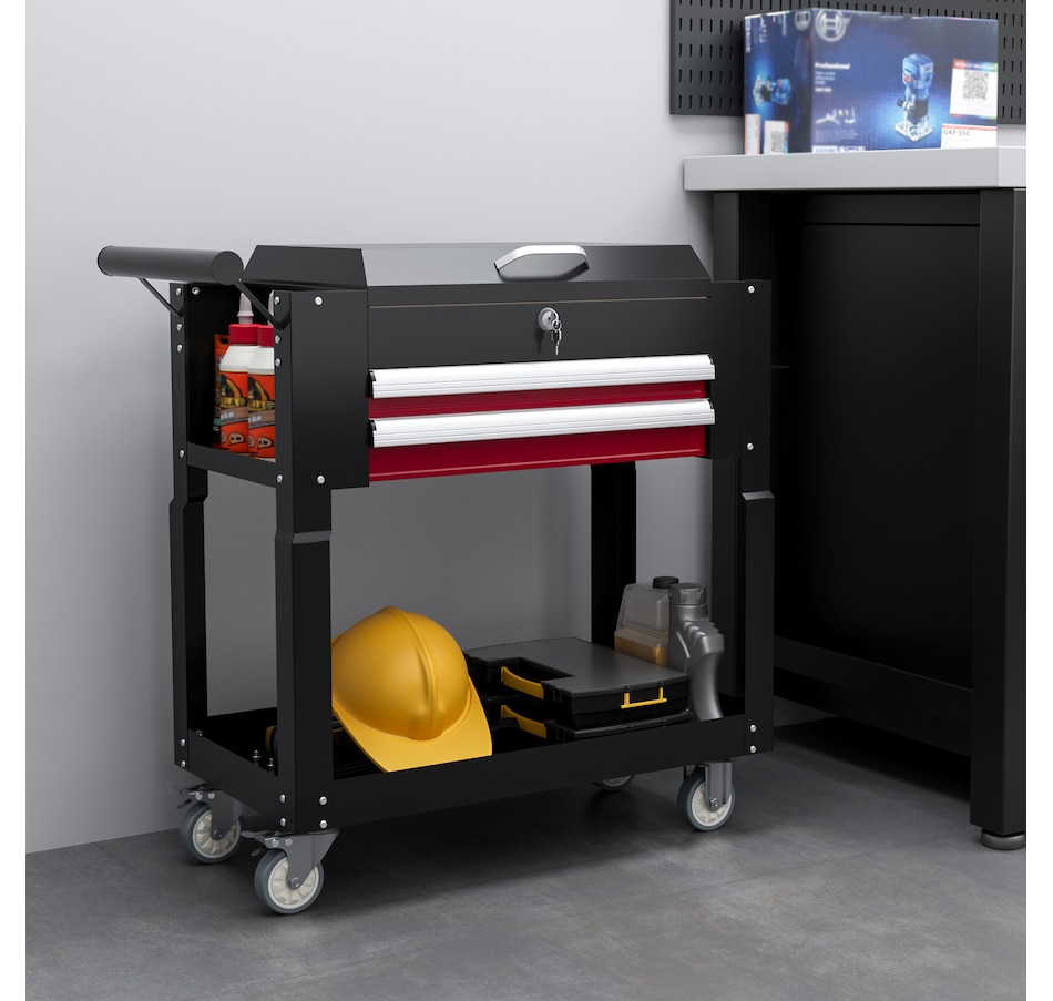 Image 964701_ALTMORE1.jpg, Product 964-701 / Price $189.99, HOMCOM Rolling Tool Cart 330 LBS Steel Utility Cart with Drawers Black from HOMCOM on TSC.ca's Home & Garden department