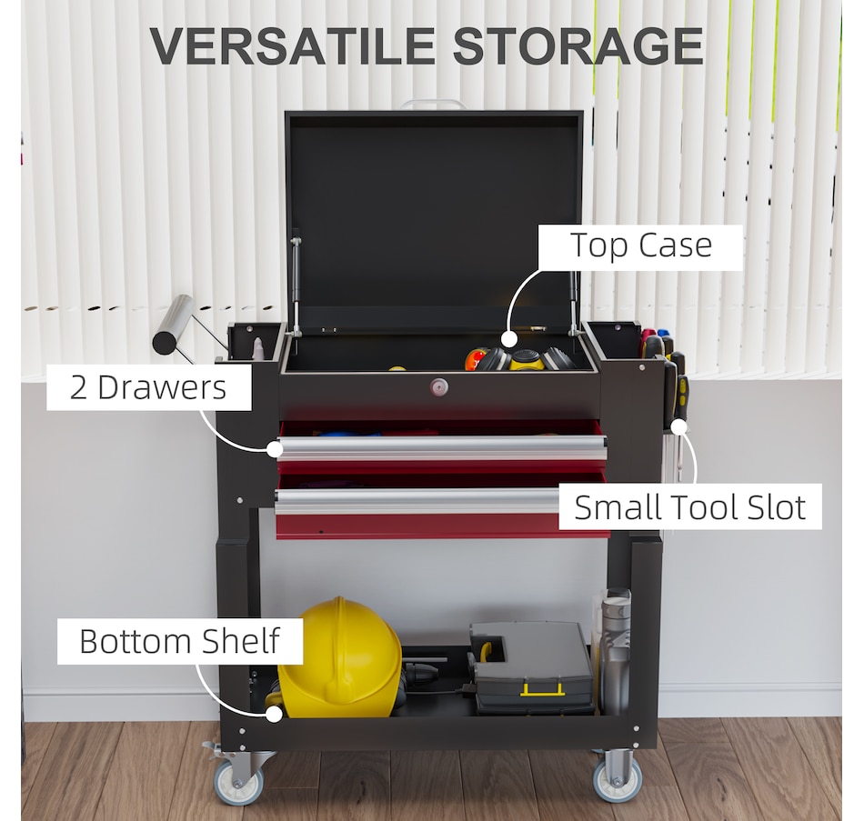 Image 964701_ALTMORE3.jpg, Product 964-701 / Price $189.99, HOMCOM Rolling Tool Cart 330 LBS Steel Utility Cart with Drawers Black from HOMCOM on TSC.ca's Home & Garden department