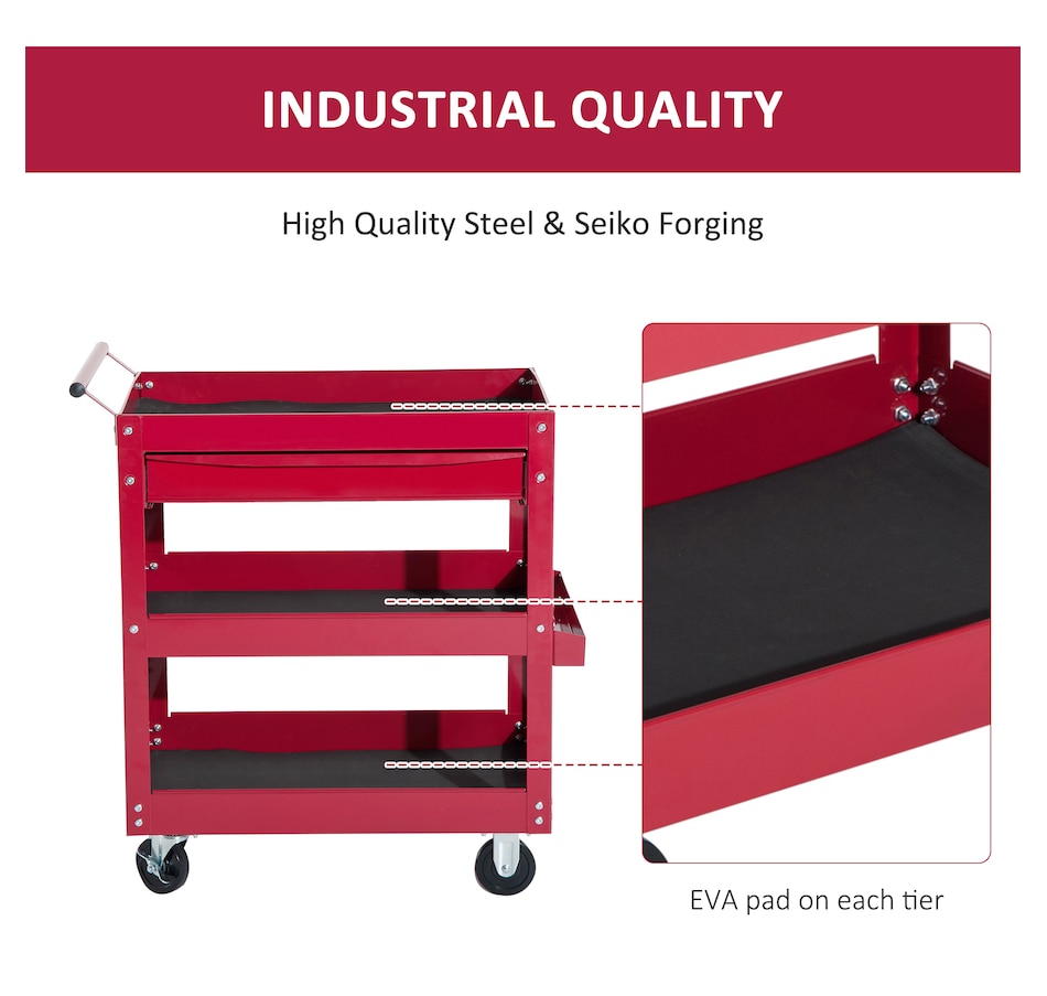 Image 964712_ALTMORE4.jpg, Product 964-712 / Price $154.99, HOMCOM 3 Tray Rolling Tool Cart With Drawer from HOMCOM on TSC.ca's Home & Garden department