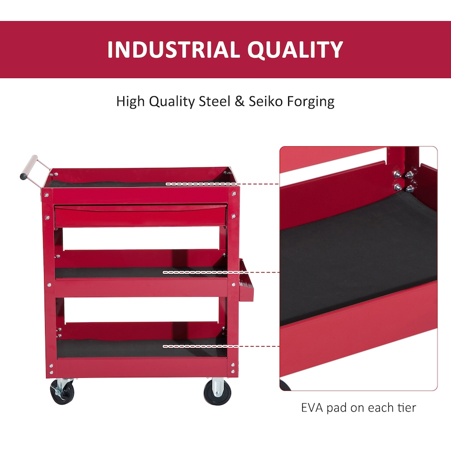 Image 964712_ALTMORE4.jpg, Product 964-712 / Price $149.99, HOMCOM 3 Tray Rolling Tool Cart With Drawer from HOMCOM on TSC.ca's Home & Garden department