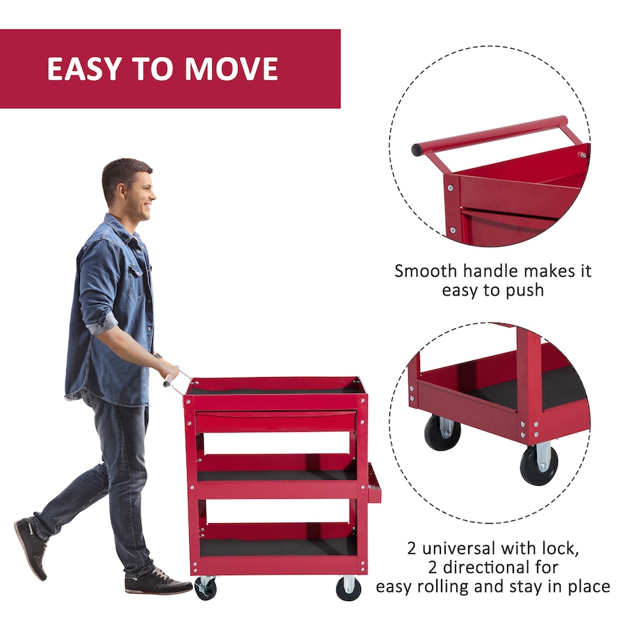 Image 964712_ALTMORE5.jpg, Product 964-712 / Price $149.99, HOMCOM 3 Tray Rolling Tool Cart With Drawer from HOMCOM on TSC.ca's Home & Garden department