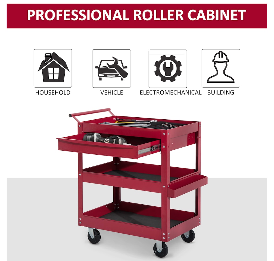 Image 964712_ALTMORE6.jpg, Product 964-712 / Price $154.99, HOMCOM 3 Tray Rolling Tool Cart With Drawer from HOMCOM on TSC.ca's Home & Garden department