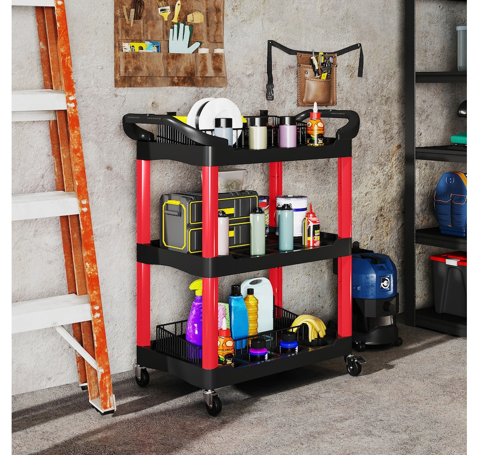 Image 964713_ALTMORE1.jpg, Product 964-713 / Price $94.99, HOMCOM 3-Tier Rolling Tool Cart with Wheels, Plastic Utility Cart, Black from HOMCOM on TSC.ca's Home & Garden department