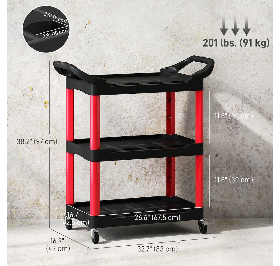 Image 964713_ALTMORE2.jpg, Product 964-713 / Price $94.99, HOMCOM 3-Tier Rolling Tool Cart with Wheels, Plastic Utility Cart, Black from HOMCOM on TSC.ca's Home & Garden department