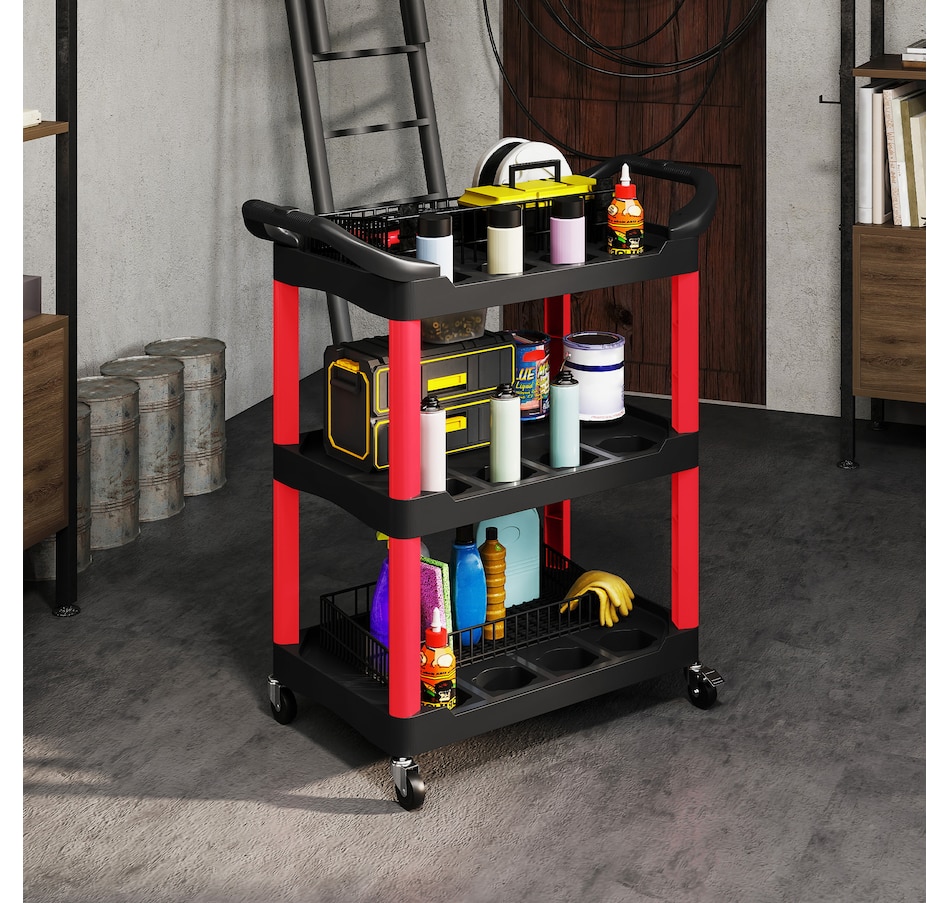 Image 964713_ALTMORE7.jpg, Product 964-713 / Price $94.99, HOMCOM 3-Tier Rolling Tool Cart with Wheels, Plastic Utility Cart, Black from HOMCOM on TSC.ca's Home & Garden department