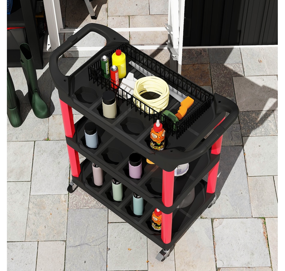 Image 964713_ALTMORE8.jpg, Product 964-713 / Price $94.99, HOMCOM 3-Tier Rolling Tool Cart with Wheels, Plastic Utility Cart, Black from HOMCOM on TSC.ca's Home & Garden department