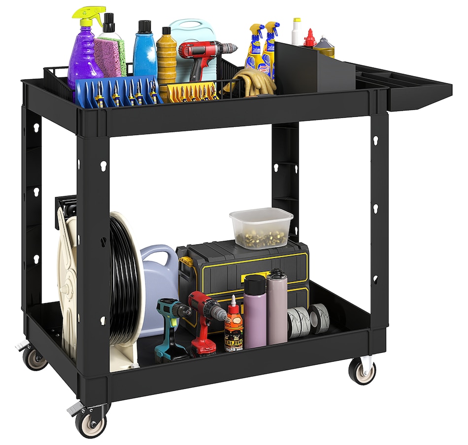Image 964714.jpg, Product 964-714 / Price $159.99, HOMCOM 2-Tier Rolling Tool Cart, 500 LBS Capacity Utility Cart, Black from HOMCOM on TSC.ca's Home & Garden department